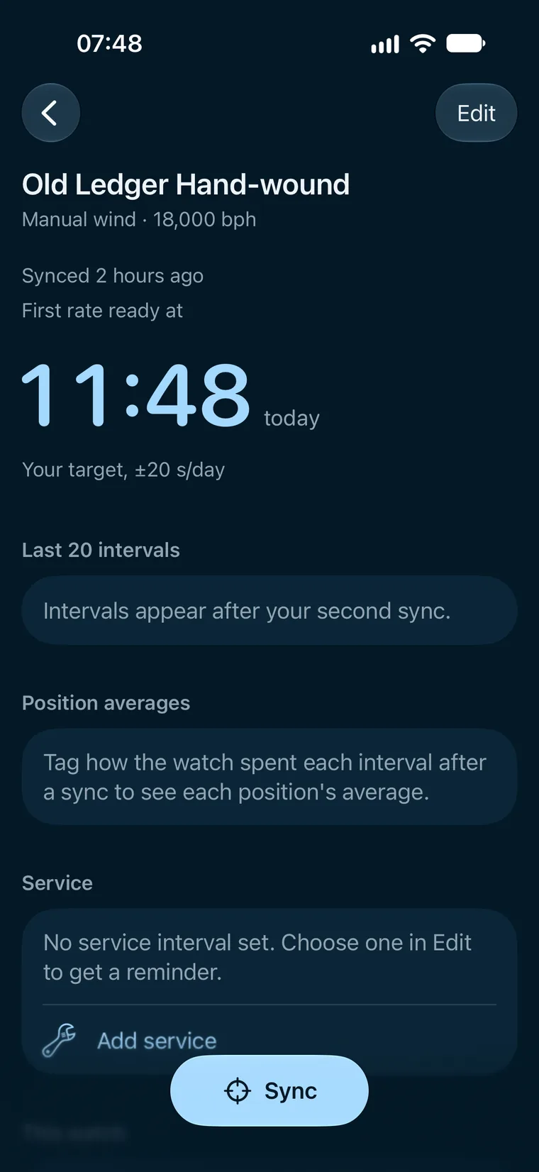 Old Ledger Hand-wound in Crownwind: synced 2 hours ago, first rate ready at 11:48 today