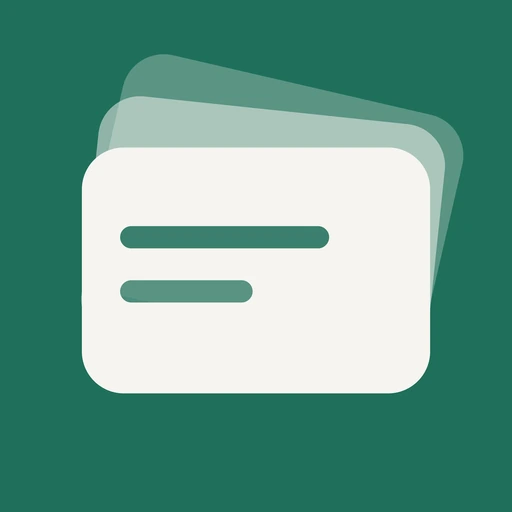 Cardetta app icon — three cream cards fanned on deep green